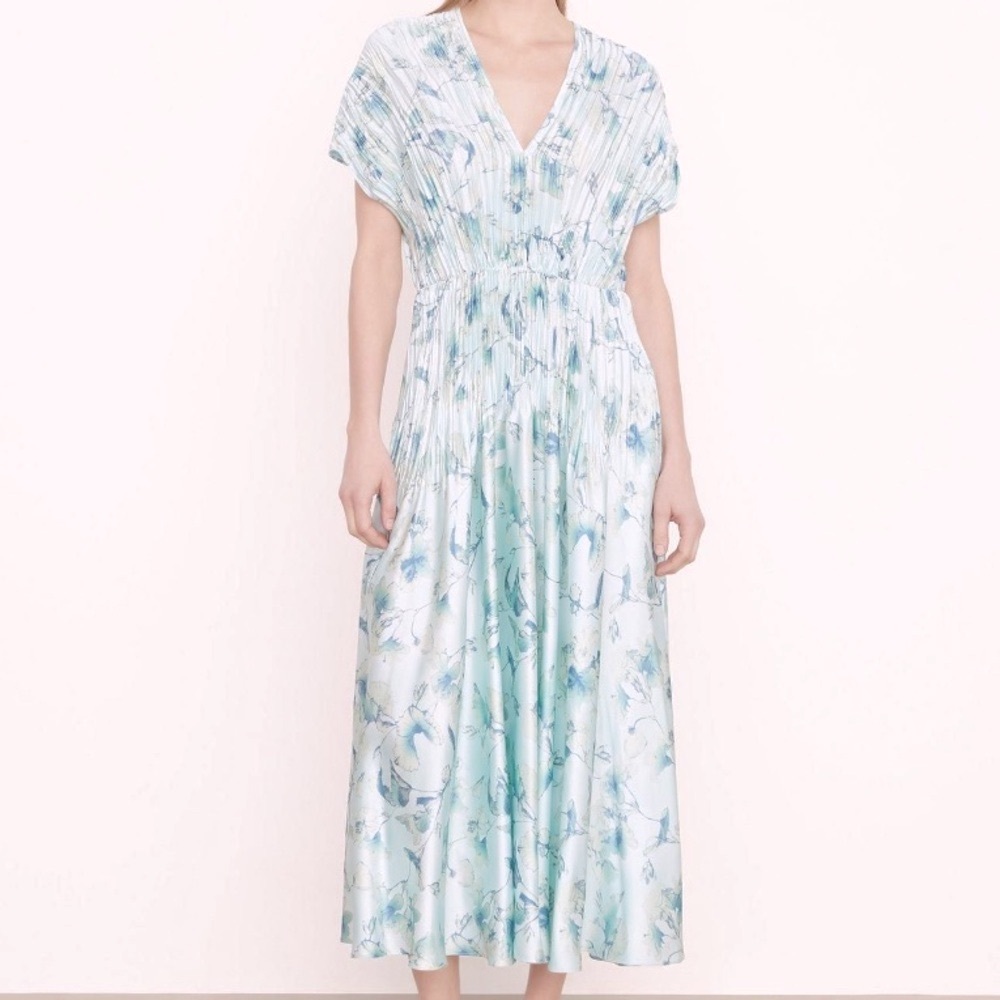 Vince Flora Crushed Cap Sleeve V-Neck Dress
